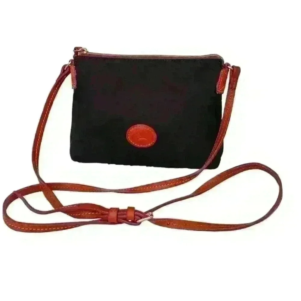 Dooney & Burke Crossbody Bag Purse With Adjustable Strap Black and Tan